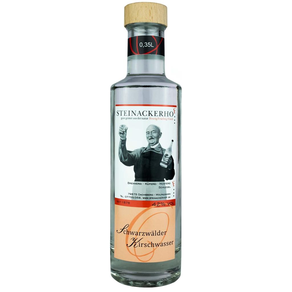Schwarzwälder Kirschwasser Schnaps 42% Alkohol Brennerei Steinackerhof 0,35L 0,5L 1L hausgemachter Schnaps