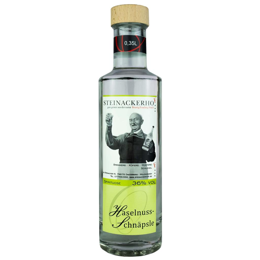Haselnussschnäpsle Schnaps 36% Alkohol Brennerei Steinackerhof 0,35L 0,5L 1L hausgemachter Schnaps, hochwertige Haselnüsse